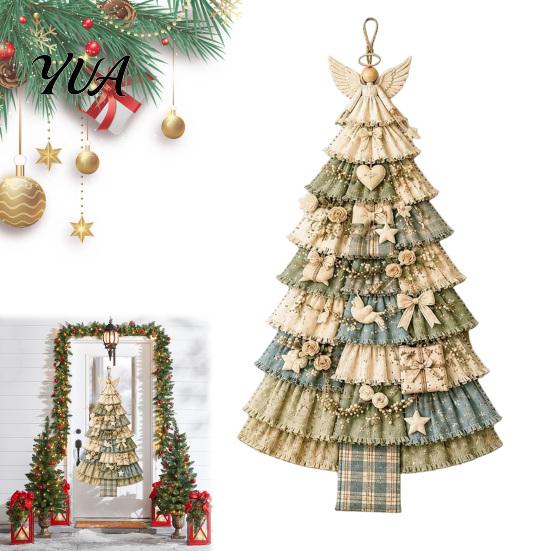 Year Round Garden And Seaside Decor Christmas Handmade Door Hanging Kit, Patchwork Tree Decoration DIY Sewing Oversized Silhouette Ornament