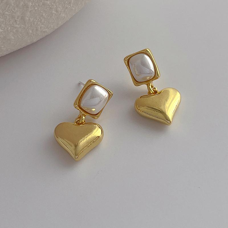 ANENJERY Серьги-подвески в форме сердца с искусственным жемчугом для женщин, корейская мода, индивидуальные ювелирные изделия, подарки, оптовая продажа, вечеринка