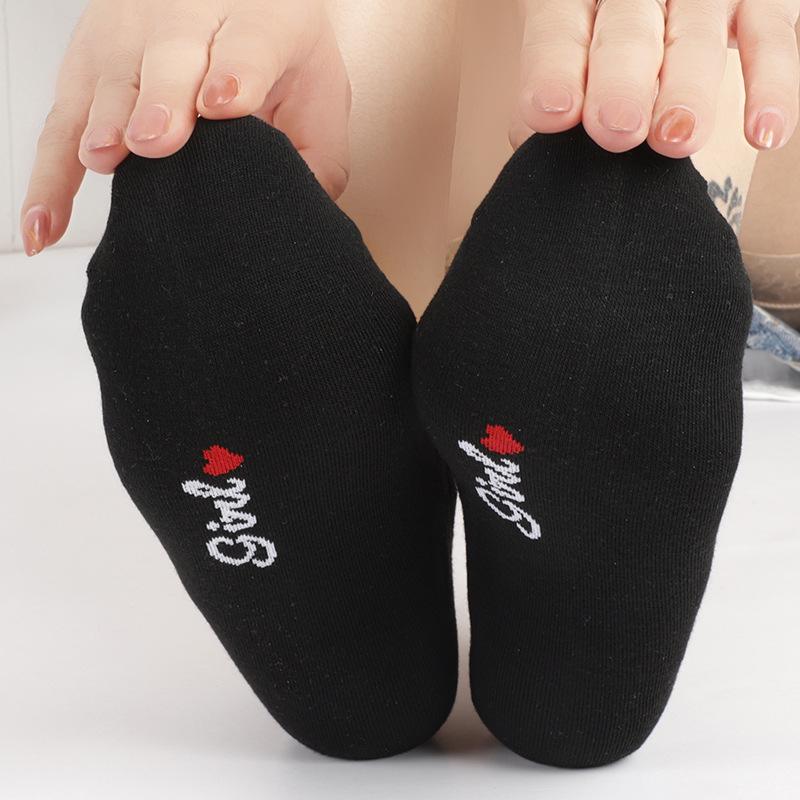 Cute Embroidery Love Heart Socks Fashion Funny Sokken Heel With Glitter Gold Silk Red Heart Ankle Socks Dropship