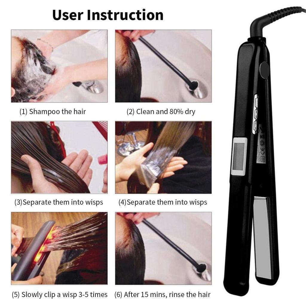 Hair Care Ultrasonic Infrared Hair Straightener with LCD Display Cold Flat Iron Hair No Heating Recovers Damaged Hair Cold Plate Hair Straightener