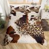 Animal Fur Pattern Duvet Cover Set Tiger Lion Cow Leopard Polyester Comforter Cover With Pillowcase King Queen Size Bedding Set