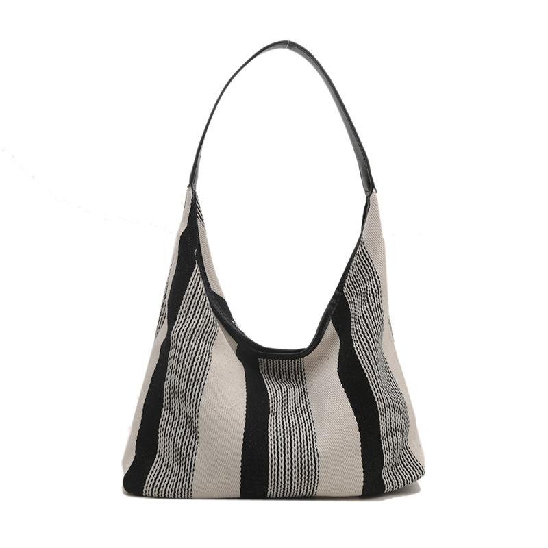 Маленькая свежая полосатая сумка-тоут, простая, корейский стиль, модная, большая вместительная сумка через подмышку, повседневная сумка для студентов колледжа