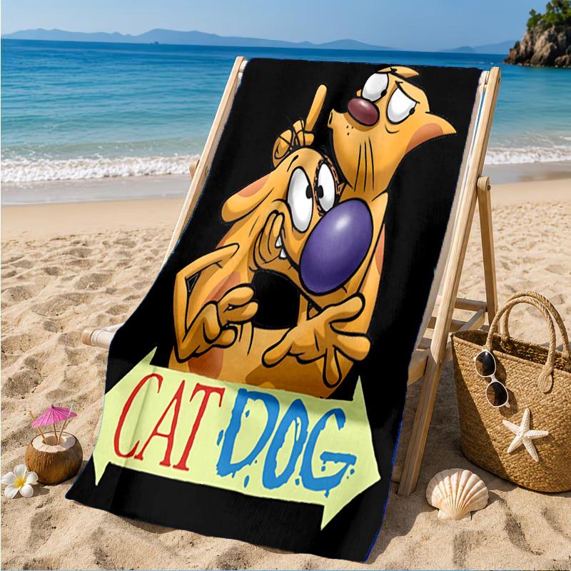 Cat Dog Adventure Beach Towel, Microfiber Beach Towel, Perfect For Pool, Beach, Travel, Home Decor Beach Party Fan gifts
