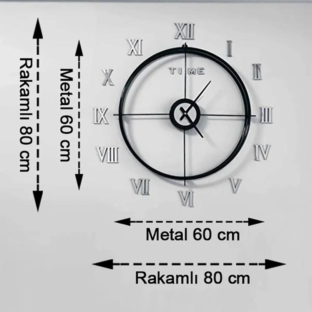 3D декоративные настенные часы с римскими цифрами в скандинавском стиле, металлические настенные часы 80 см, украшение для дома, офиса, гостиной, стены