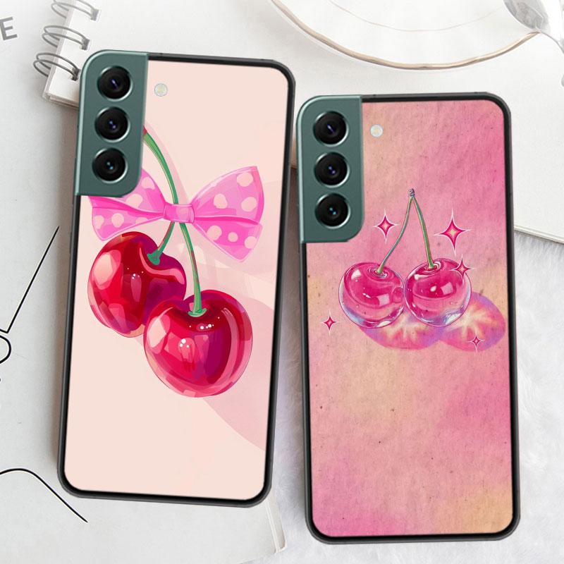 Чехол с вишневым бантом для Samsung Galaxy S22 S25 Ultra S21 S10 Plus S26 Edge S20 S23 S24 FE Чехол Силиконовый Мягкий ТПУ Прозрачный Sh