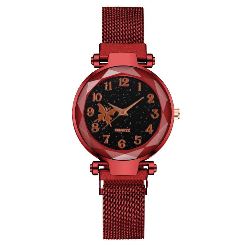 Обработка на заказ бабочка звездное небо модные цифровые женские часы женские часы железный магнит ленивый магнит женская модель