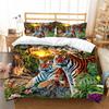 Комплект постельного белья из микрофибры с 3D-цветами и принтом в виде двух тигров, пододеяльник, комплект постельного белья из микрофибры, 2/3 пододеяльника