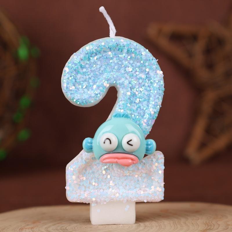 Ugly Fish Cartoon Number Birthday Candle Cake Decoration Holiday Birthday Celebration Handmade Candle 0-9diy