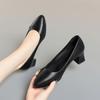 Fashion Fashion Women's High Heels Patent Leather Work Shoes Comfortable Heeled Shoes Pu Leather Loafers Square Heeled  Grace Simple