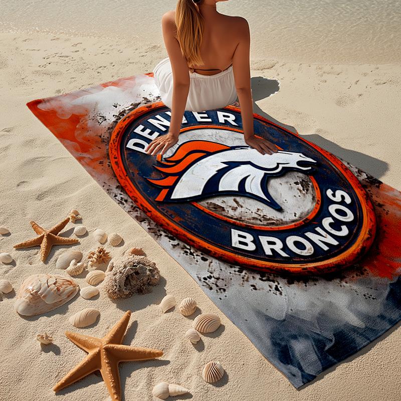 Denver Broncos Logo Microfiber Beach Towel, Lightweight And Quick-Dry, for Summer Travel, Beach Essential, Swimming Pool