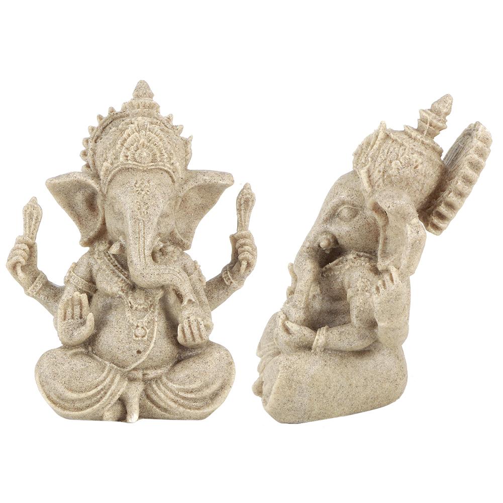 Sandstone Resin Indian Ganesha Elephant God Statue Fengshui Buddha Sculpture Home Decor Crafts