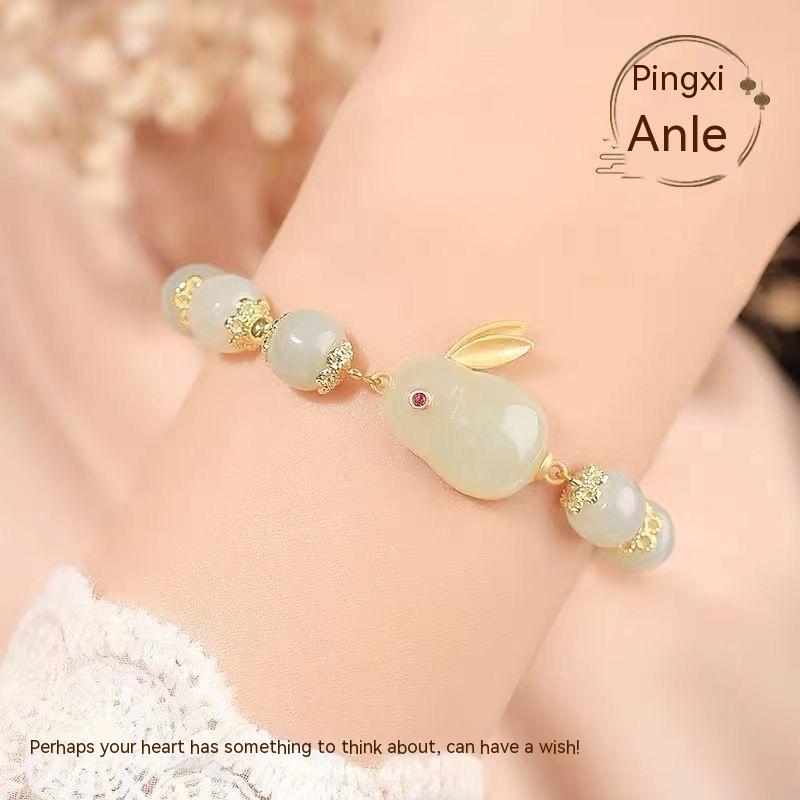 Женский браслет Hetian из нефрита с кроликом, будуарный медовый браслет в древнем стиле с подарочной коробкой