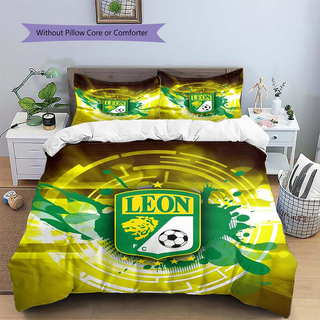 Постельное белье с узором Leon FC, Декор для дома, Подарок на день рождения (1 пододеяльник + 2 наволочки, без наполнителя)