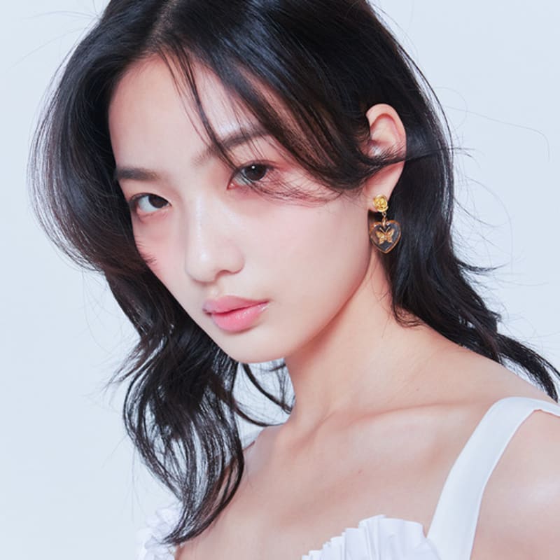 LOVUEE Golden Rose Butterfly Crystal Earrings