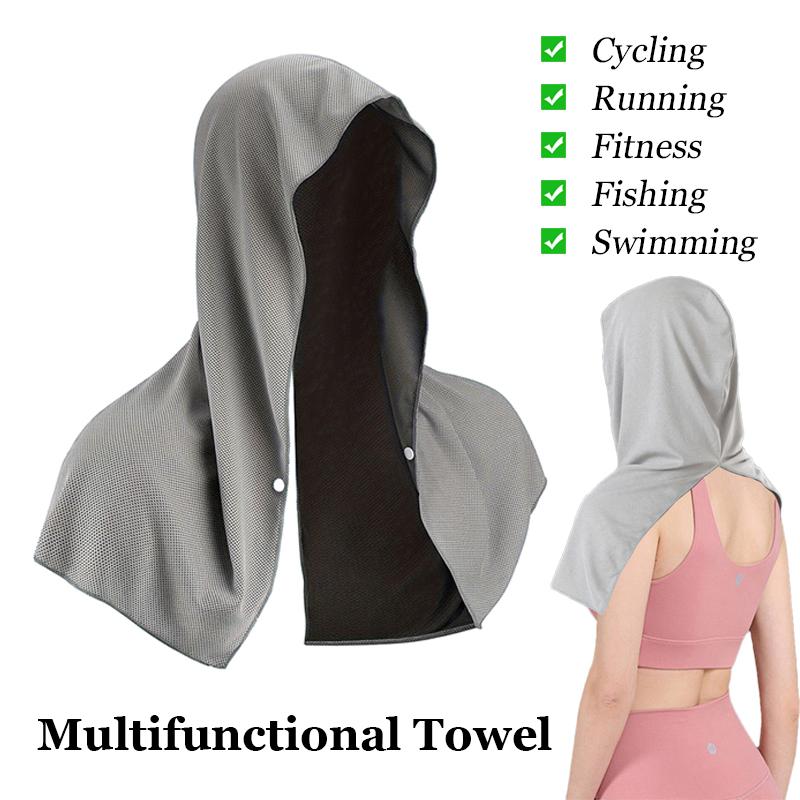 Охлаждающее полотенце с капюшоном для спортзала, фитнеса, быстросохнущее полотенце для спорта, бега, велоспорта, впитывающие пот полотенца, шапка, шарф, мягкое полотенце из микрофибры