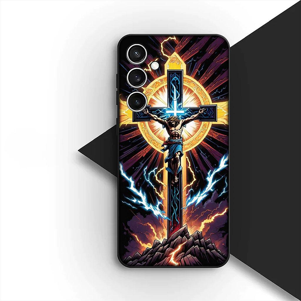 Phone Cover for OPPO A18 A16 A80 A40 A17 A15 A38 A78 A79 A54 A57 A58 A60 4G 5G Casing Soft Case God Jesus Judah Jehovah Cross