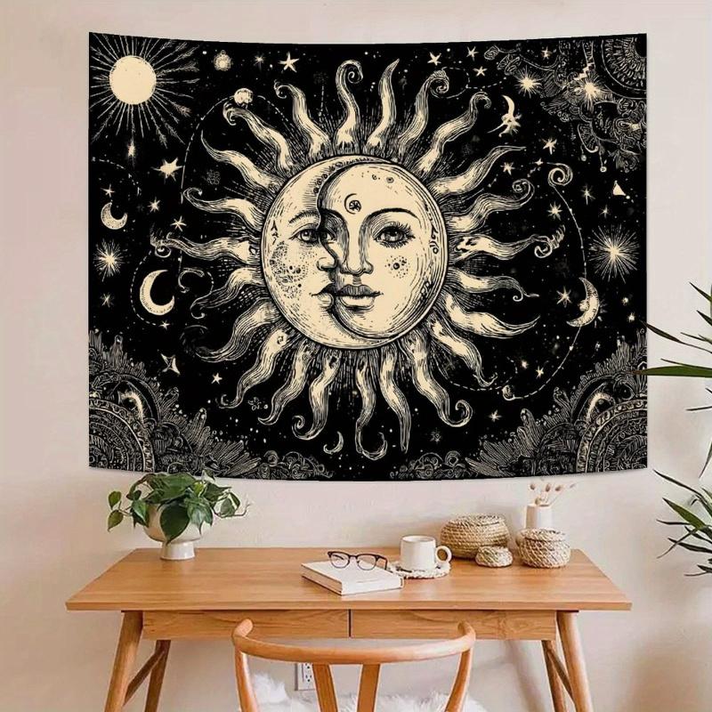 Vintage Sun Moon and Stars Tapestry Bohemian Decor for the Living Room Bedroom or Above the Bed