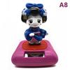 Solar Powered Japanese-Style Doll Car Ornament Kimono Girl Shaking Head Nod Head Cartoon Doll Dashboard Cute Car Decor