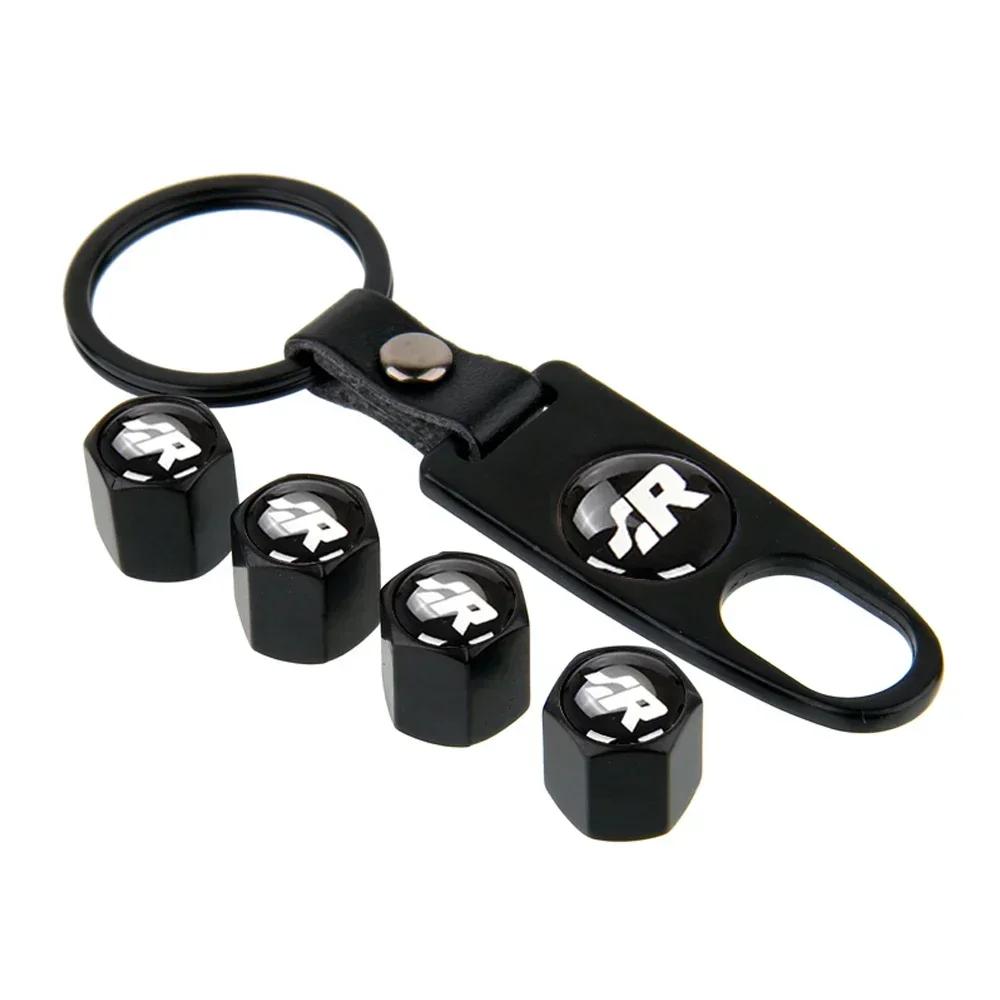 ZDFVU1 Car Wheel Tire Valve Stem Caps with Keychain for Volkswagen VW GTI SRacing Rline R Emblem TOURAN PASSAT GOLF JETTA TOUAREG T-ROC