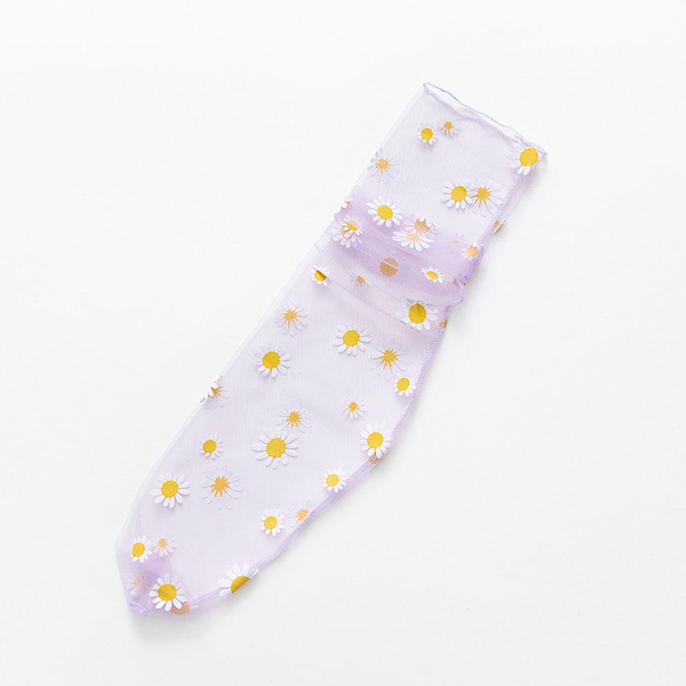 Женские прозрачные чулки, сексуальные сетчатые носки в стиле Харадзюку, шифоновые кружевные носки с оборками, женские кружевные носки с ромашками