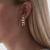 St. Delan Gold-Plated Punk Cuban Chain Earrings for Women