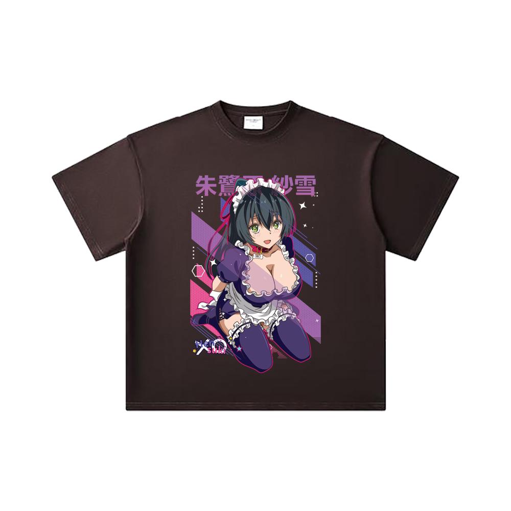 Хлопковая футболка унисекс Hensuki V1 Sayuki Print, 260 г/м², двойная пряжа, 32 счет, 100% хлопок, тяжелый хлопок