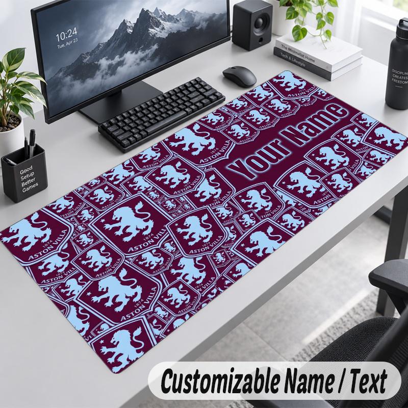 Aston Villa Personalized Large Mouse Pad Custom Name Text Extended Desk Mat Gaming Mousepad