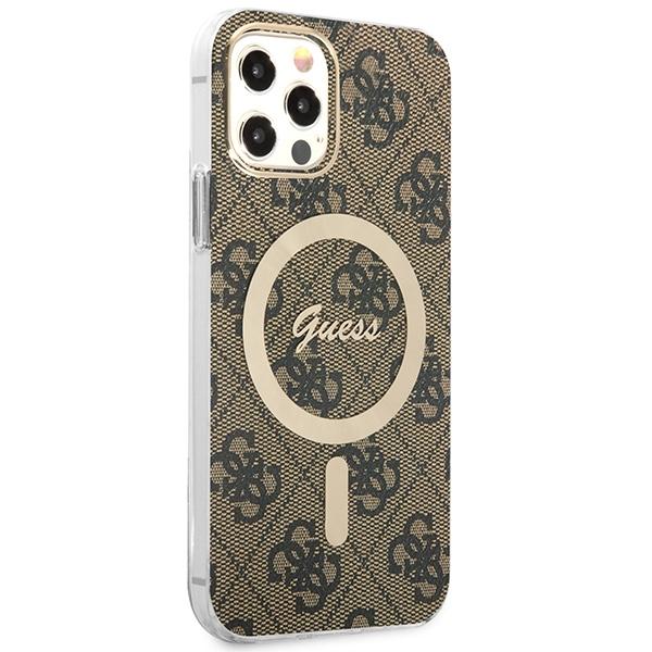 Etui do iPhone 12 Guess MagSafe Brązowe
