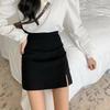 2024 Summer High Waist Korean A-line Mini Skirt, Anti-Exposure Slit Design, Black Bodycon Style