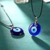 Leather Chains Blue Glass Drop Shaped Demon Eye Blue Eyes Necklace Clavicle Chains Fashion Jewelry