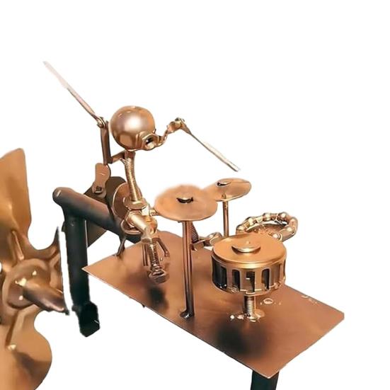 Металлический барабанщик, ветряная мельница, садовое украшение, гитарист, ветряная вертушка, ручная работа, фигурка перкуссиониста, винтажное украшение для украшения лужайки на открытом воздухе