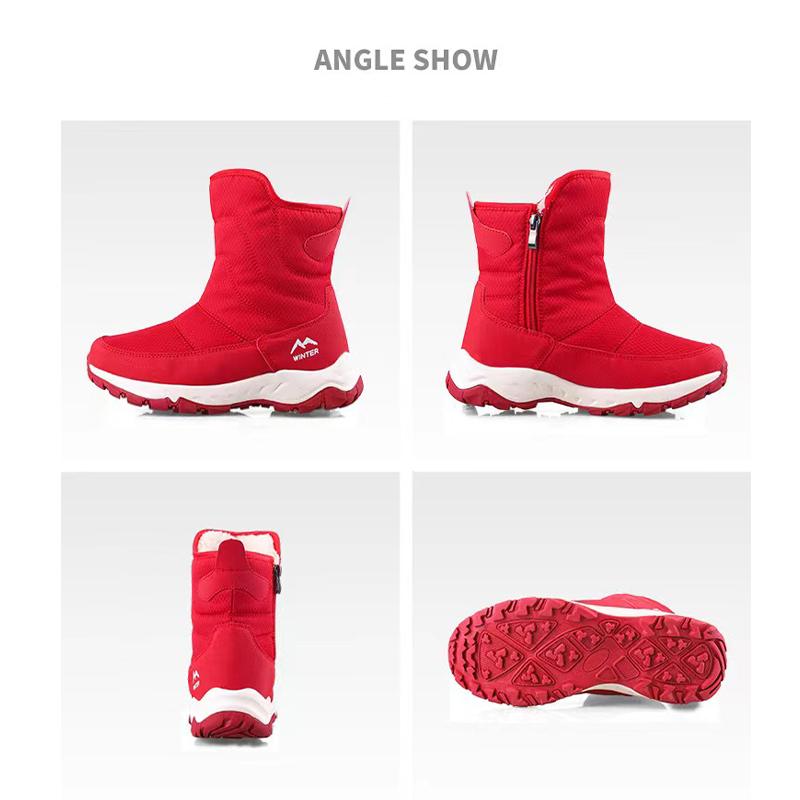 Утолщенные теплые нескользящие плюшевые хлопковые туфли, новые женские водонепроницаемые зимние ботинки на молнии