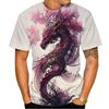 Summer Round Neck 3D Dragon Print Top Fashionable Casual Colorful Short Sleeved Men's T-shirts