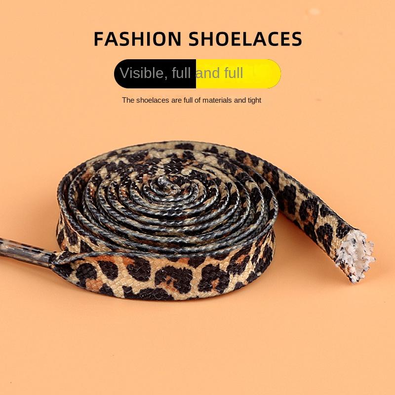 Leopard Fashion Colorful Shoelaces Creative Unisex Flat Canvas Sneakers Shoes Laces Shoes Strings