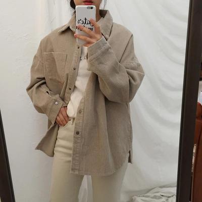Новые вельветовые куртки Harajuku, женские зимние осенние пальто, пальто больших размеров, женские большие топы, милые куртки, однотонная одежда