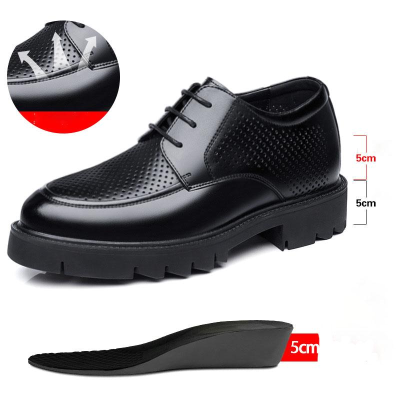 8-10cm Height Increasing Shoes for Men Summer Autumn Inside High Shoes Men's Hollow Business Dress Men's Elevator Shoes