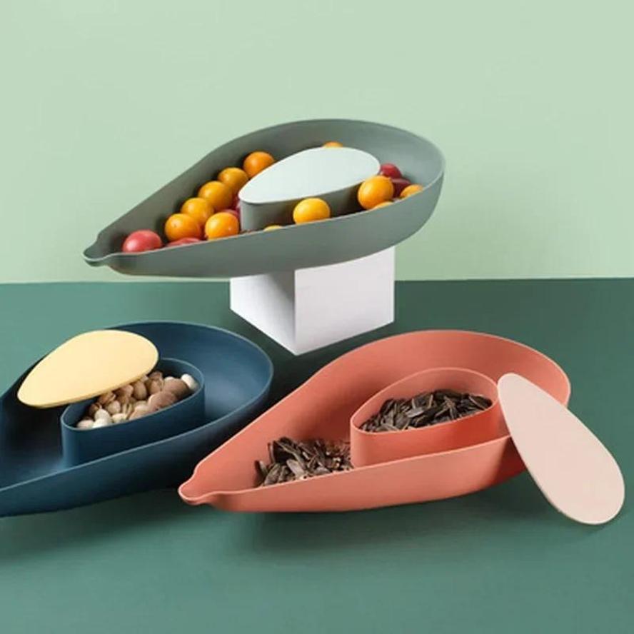 Table Plates For Serving Plates Snack Candy Stand Bowl Food Fruit Plates Plastic Partitioned Dish Creative Tableware Storage Box