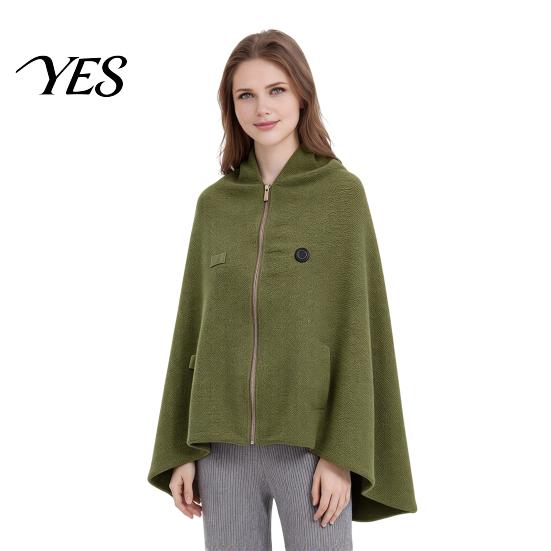 Electric Heated Shawl USB Wrap for Women, Wearable Blanket with 3 Couch Heat Settings, Fast Heating Hooded Cape Home Office Travel Use