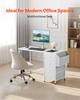 VEVOR Computer Desk with Fabric Drawers, 120 cm Reversible Study Work Writing Desk for Modern Home Office Bedroom