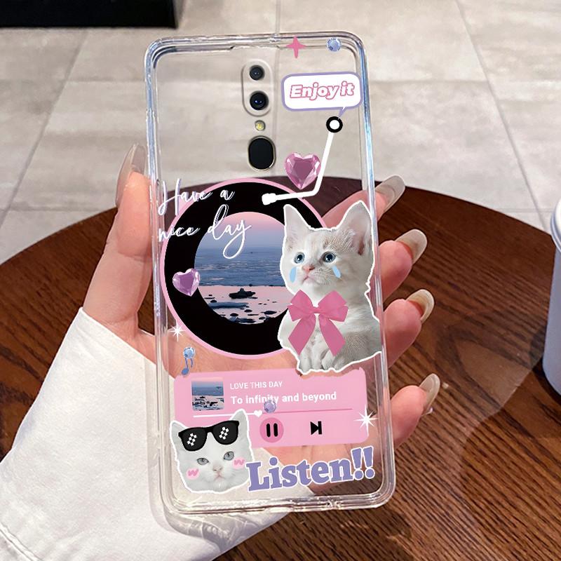 Soft Casing For Oppo F11 Case CPH1913 Aesthetic Cute Cartoon Cat Transparent Back Cover Oppo F11 Pro CPH1969 Phone Case Bumper