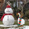 1Pc Christmas Snowman Goose Costume For Porch, Black Top Hat, Red And Green Scarf, Suitable For 23inch Cement Goose Statue, Cute Outfit, Home And