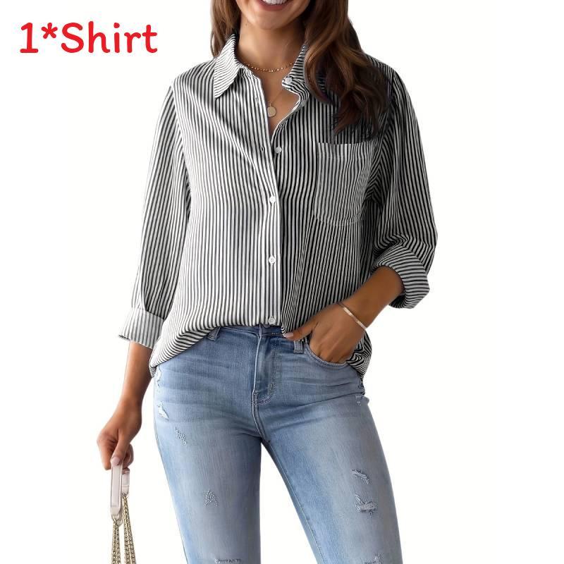 Streetwear Loose Fit Shirt With Long Sleeves For Casual Women
