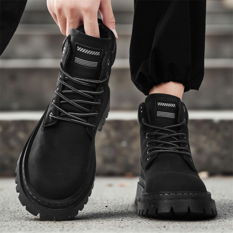 New Fashion Autumn And Winter Men's High Top Martin Boots Students Male Boys Trending Soft Sole Work Shoes Labor Protection Martin Sneakers