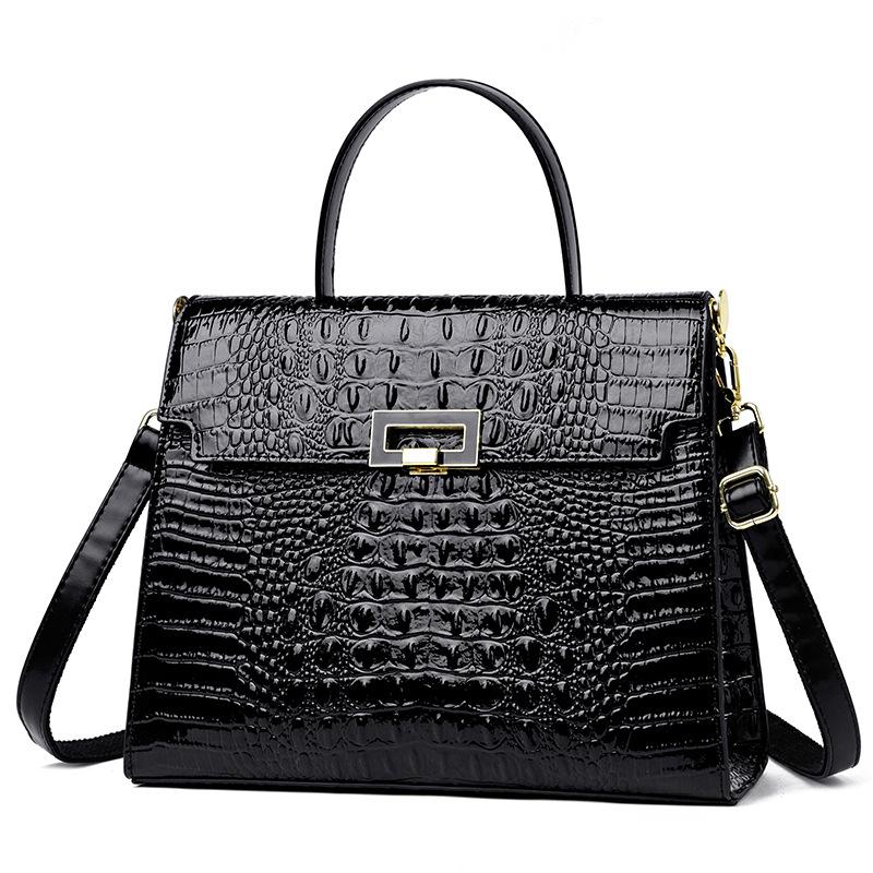 Женская сумка новая с крокодиловым узором портативная ретро на плечо через плечо большой вместимости