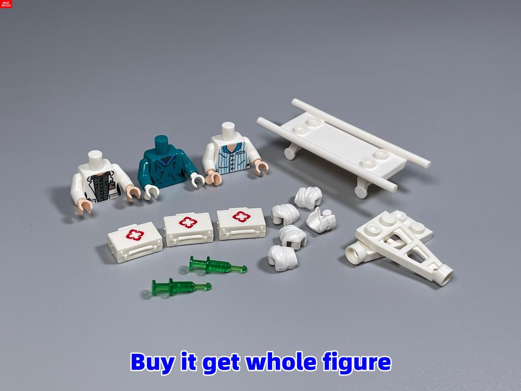 Нетоксичные Moc Кирпичи Операционный Стол Врач Шприц Больница Экстренная Медицинская Помощь Сцена Строительные Блоки Детские Мини-Игрушки