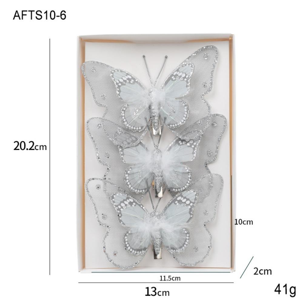 3Pcs New Year DIY Artificial Butterfly Decoration Plastic Christmas Tree Ornament