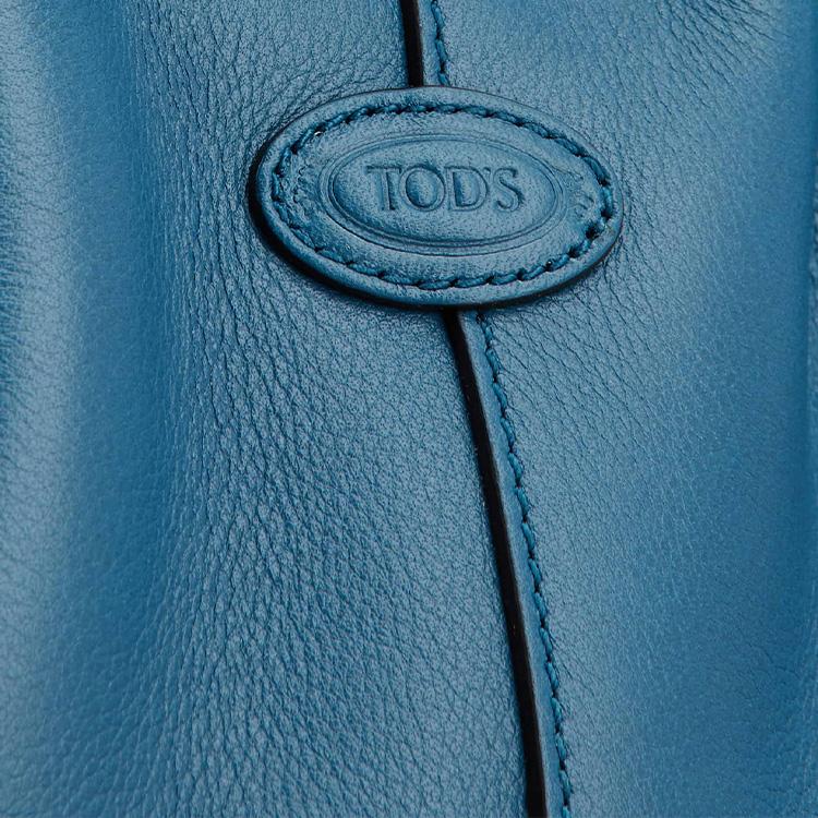 Tods Di Removable Shoulder Strap Drawstring Closure Leather Bucket Bag Women Handbags Light-Blue XBWDBSU0100S85T603