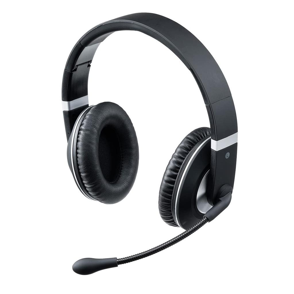 Sanwa Direct Headset Wireless Bluetooth Unidirectional Microphone Foldable Wired Connection Telework Web Conference Binaural 3.5mm 400-BTSH021BK