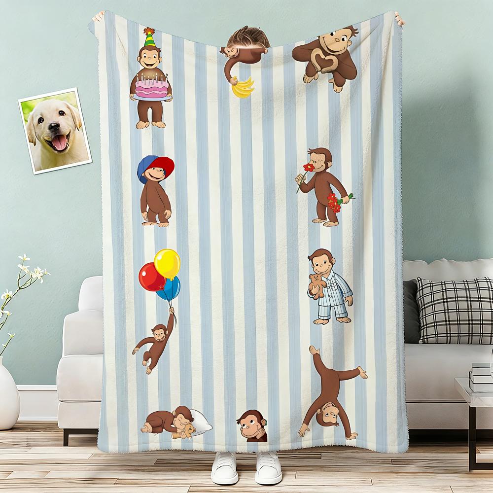 Curious George Throw Lightweight g Flannel Blanket Soft Skinfriendly for Summer Cooling