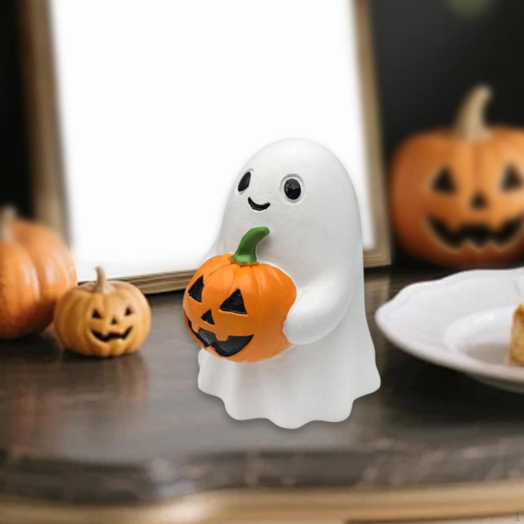 Pumpkin Statue Desktop Ornament Halloween Decoration Art Crafts Small Sculpture for Bookshelf Table